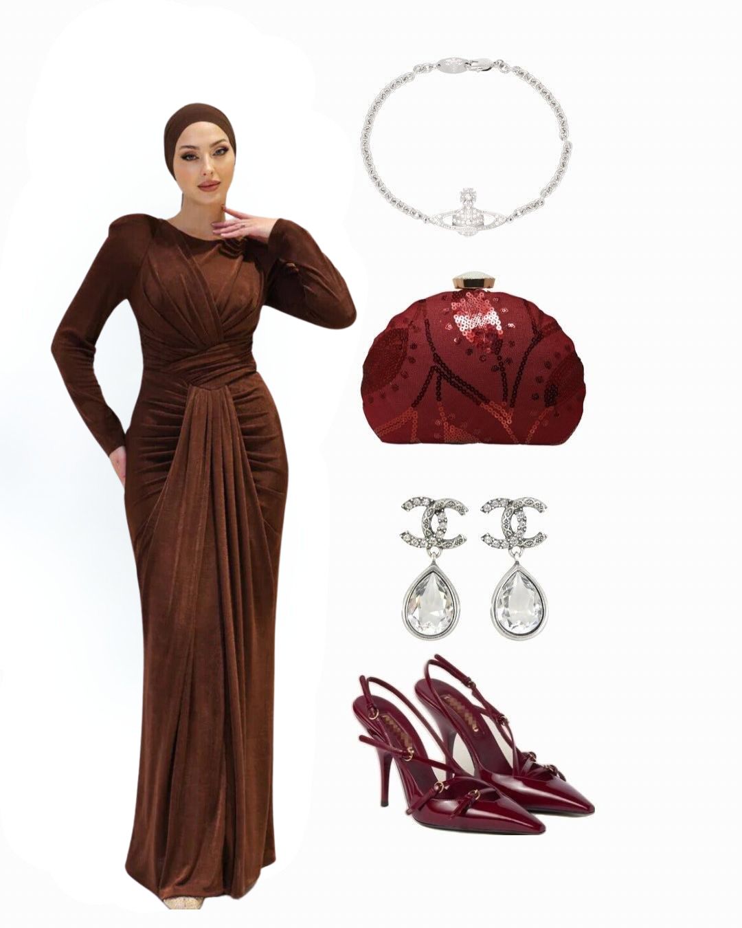 Abaya drapée en velours